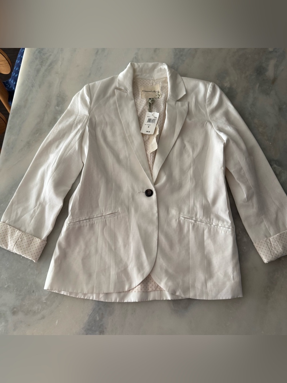 Blossom & Clover White Single Button Blazer